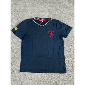 Scuderia Ferrari Shirt Mens Small Black Red Racing Short Sleeve Cotton Casual